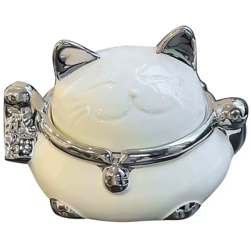 Exquisiter Keramikaschenbecher, niedlicher Kätzchenaschenbecher, Aschenbecher mit Deckel, schlichter und praktischer Aschenbecher, kreative