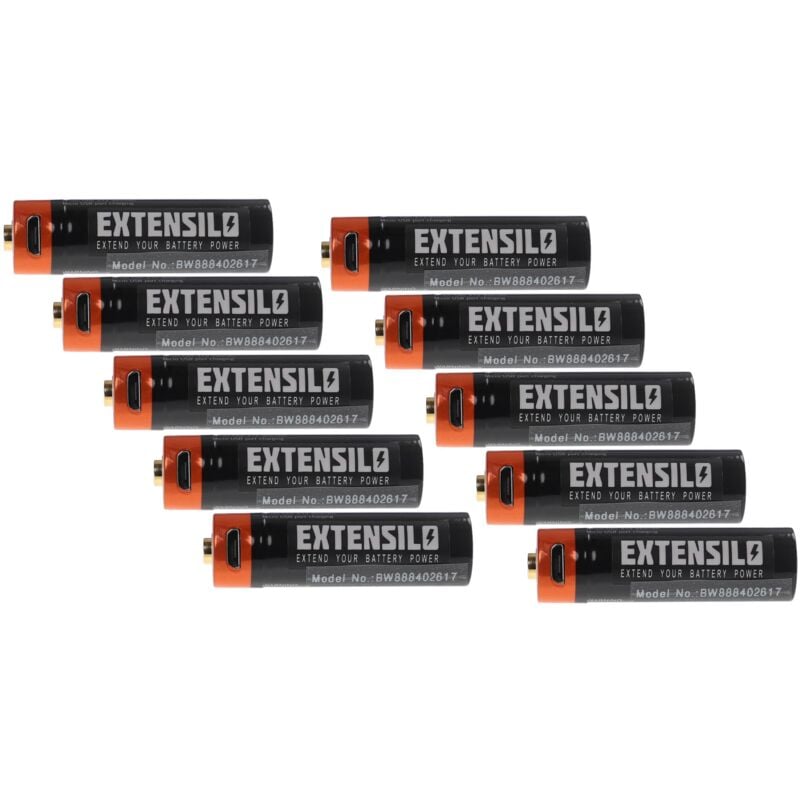 Extensilo - 10x aa Mignon Akkus mit Micro USB-Anschluss (920 mAh, 1,5 v, Li-Ion)