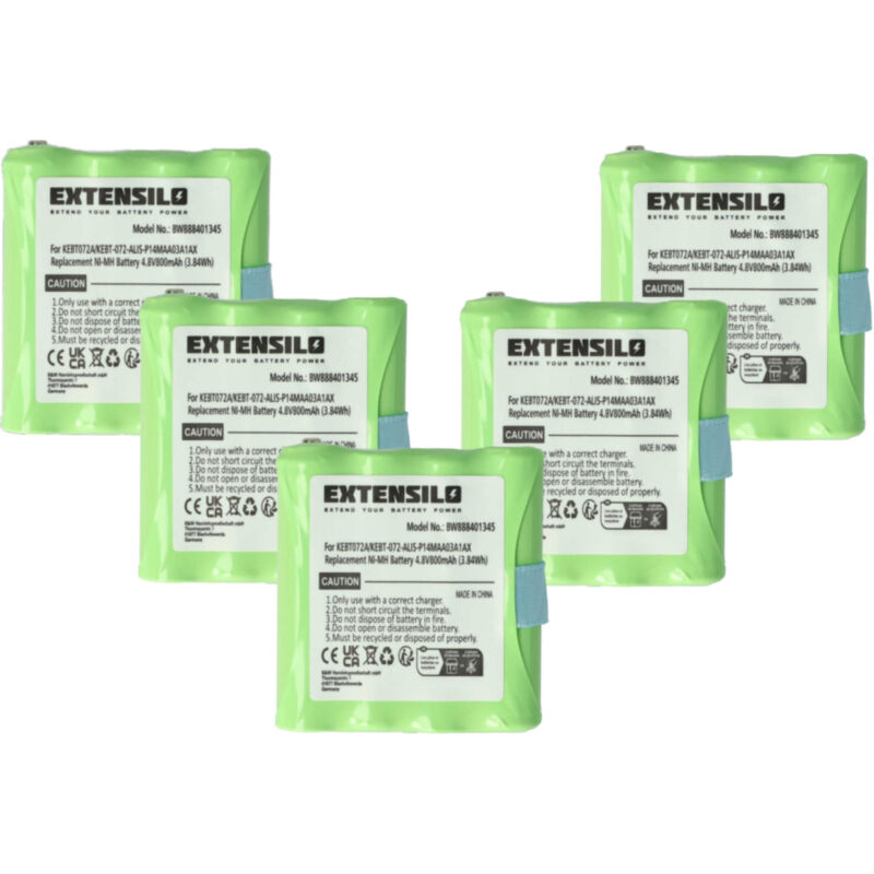 5x Akku kompatibel mit Motorola TLKR-T3, TLKR-T4, TLKR-T5, TLKR-T6, TLKR-T7 Funkgerät, Walkie Talkie (800mAh, 4,8V, NiMH) - Extensilo