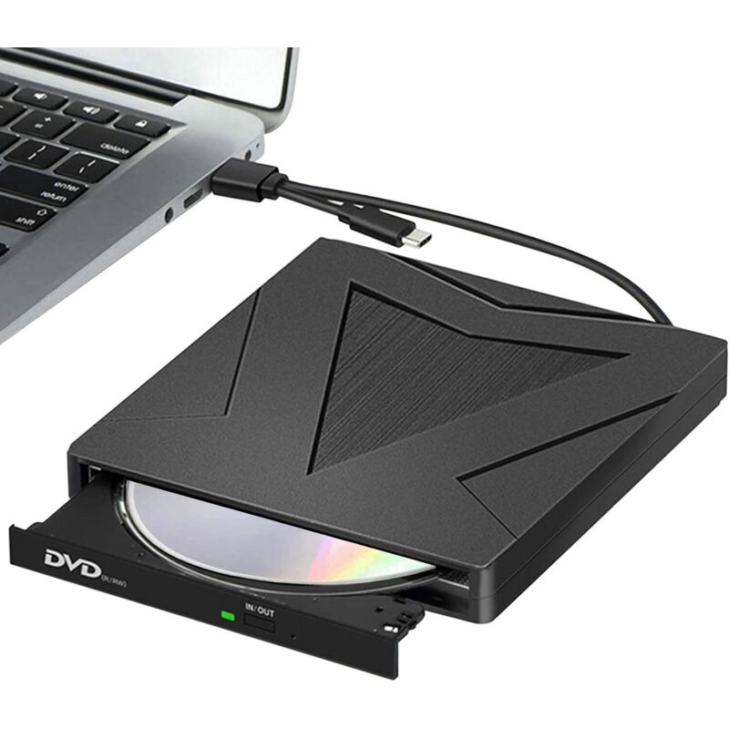 Externe DVD/CD-Laufwerke, USB 3.0 & Typ C, tragbarer CD/DVD +/- RW-Brenner, externes Laufwerk für PC, Laptop, MacBook, kompatibel mit