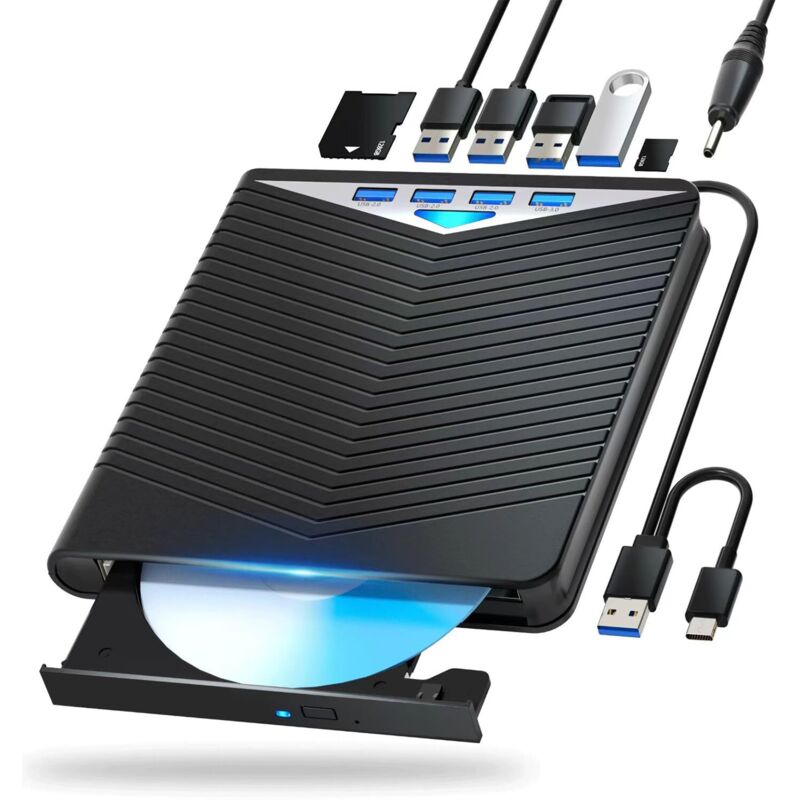 Externer Blu-ray-Player Blu-ray-Player DVD/BD-Player Tragbarer Blu-ray-Player mit USB 3.0- und Typ-C-Anschluss DVD-Recorder Ultra High Definition