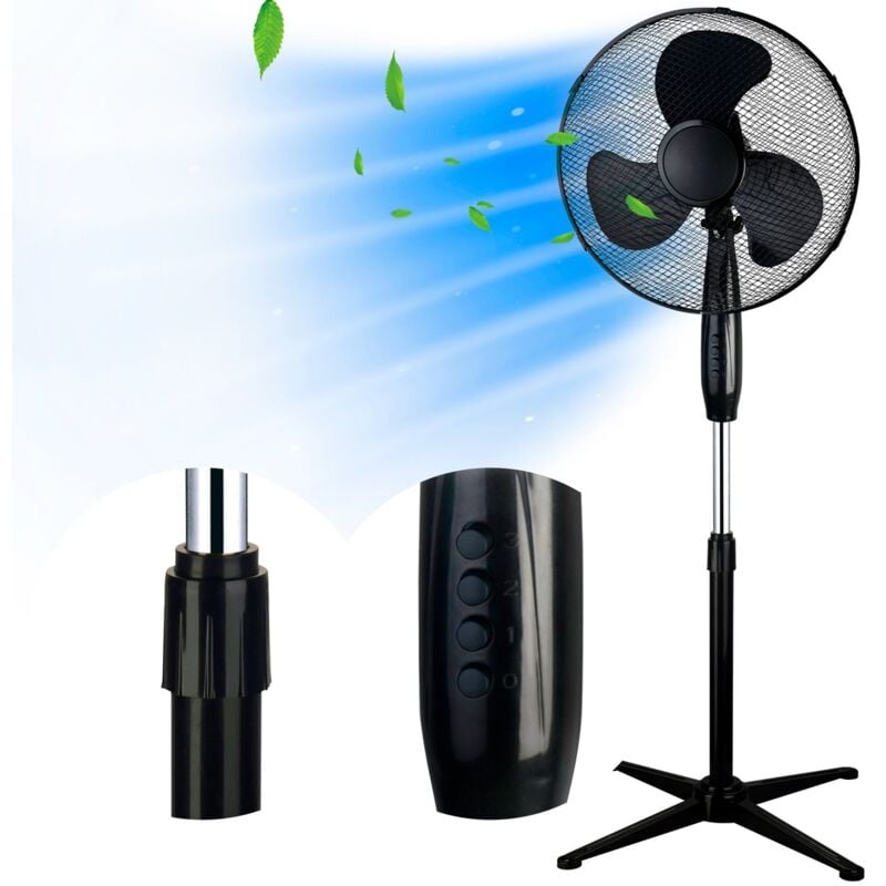 EXTRALINK Ventilator de Fuß, 3 Flügel, 3 Stufen de Geschwindigkeit, oszillierend, Leistungsstarker Ventilator mitEinstellung ofWinkel de Neigung,