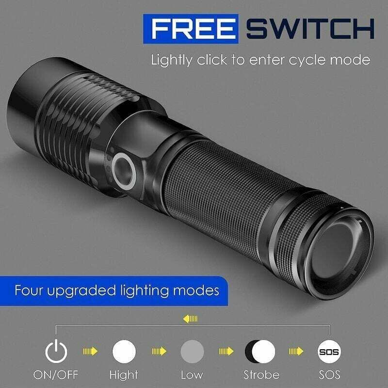 Extrem leistungsstarke LED-Taschenlampe – 3000 Lumen, wiederaufladbare taktische Taschenlampe S6000, wiederaufladbare LED-Taschenlampe U