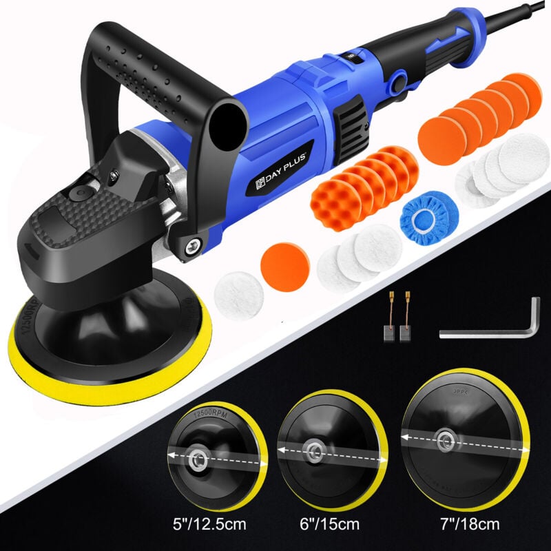 Dayplus - Exzenter Poliermaschine 5000W Auto Polierer Poliergerät 7Zoll Polierpad Set 240V