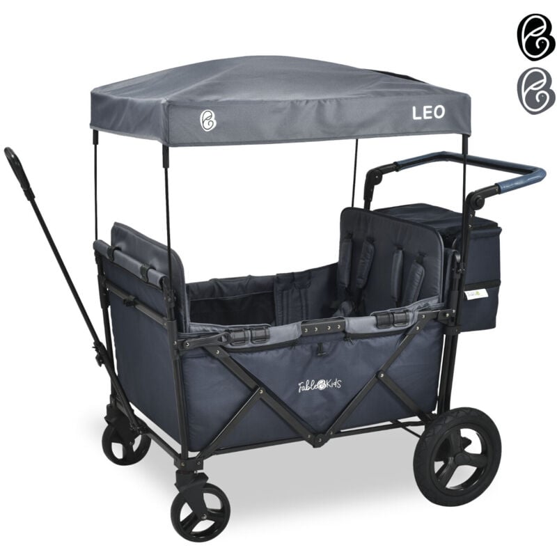 Arebos - FableKids Bollerwagen Leo X4Plus mit Dach 4 Sitzplätze Faltbarer Transportwagen XXL-Hecktasche 4X 5-Punkt-Gurt 360° Offroad Räder Fußbremse