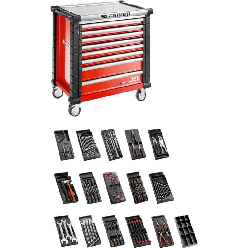 FACOM Werkstattwagen bestückt JET.8M4A mit 15 Modulen / 146 Werkzeuge