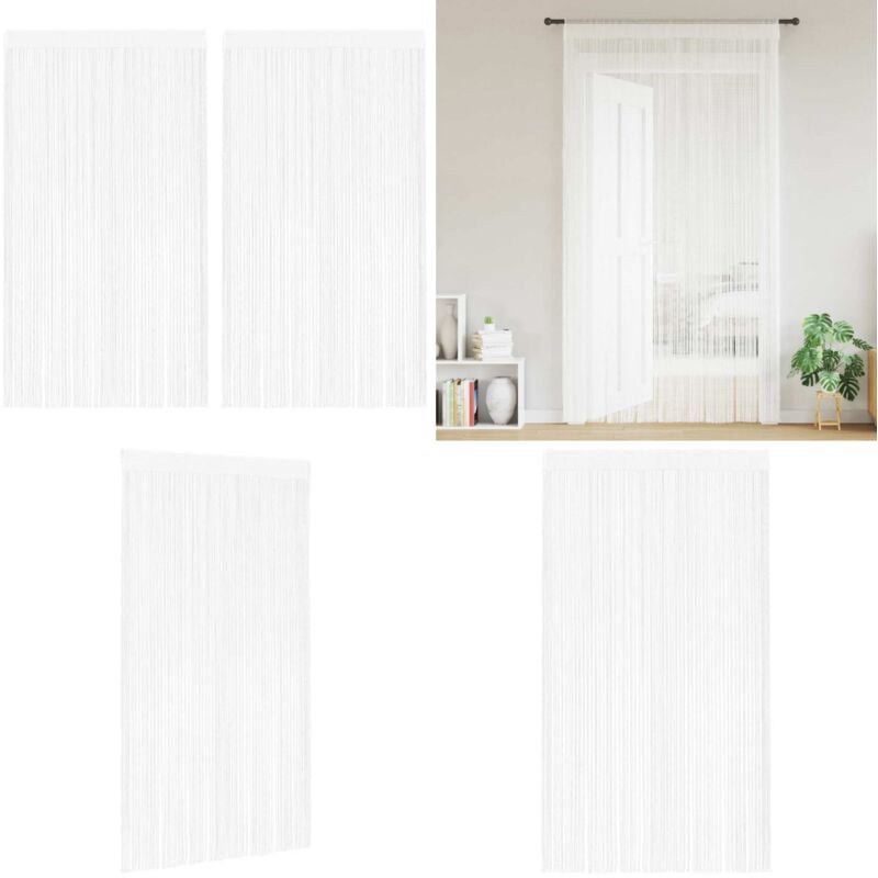 Fadenvorhang 2 Stk.100 x 250 cm Weiß - Fensterdeko - Vorhänge - Gardinen - Fadenvorhänge - Weiße Vorhänge - Home & Living