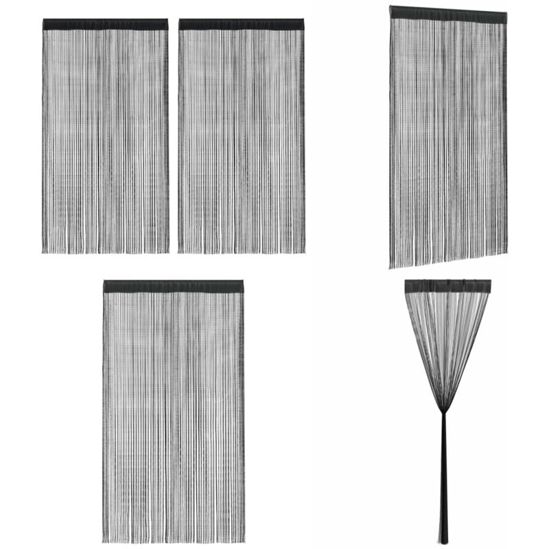 Fadenvorhänge 2 Stk. 140 x 250 cm Schwarz - Fensterdeko - Vorhänge Schwarz - Gardinen Günstig - Fadenvorhänge - Wohnaccessoires - Home & Living
