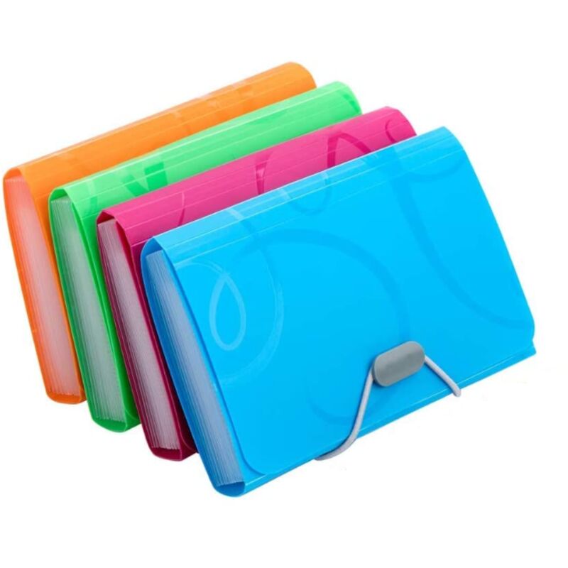 Fächermappe, 4 Stück, Größe A6, klein, tragbar, 13 Fächer, Dokumenten-Organizer, mehrfarbig, Akkordeon-Ordner, Dokumentenhalter, Brieftasche,