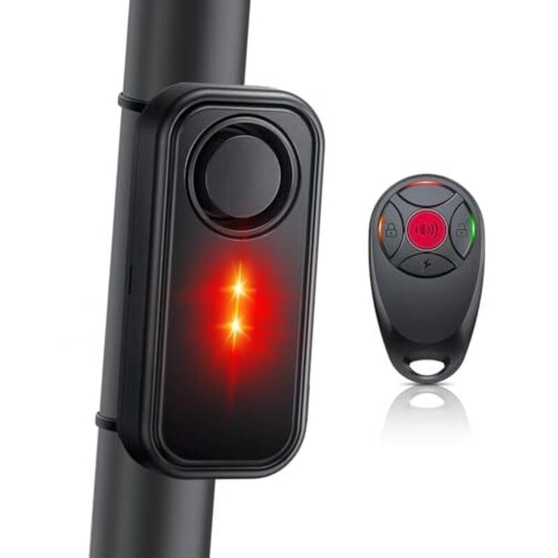 Fahrrad Alarm 113dB mit Warnlicht Wireless Anti-Diebstahl Vibration Ebike Alarm Wasserdicht Sicherheit Radfahren E-Scooter Alarm mit Fernbedienung