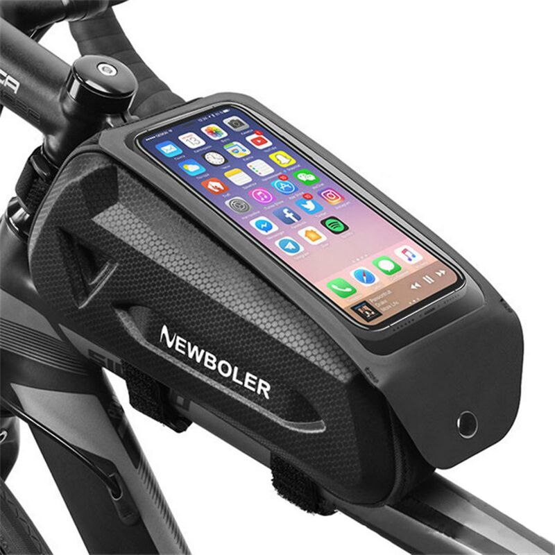Fahrrad-Handy-Frontrahmentasche, wasserdichte Fahrrad-Oberrohrtasche, Touchscreen-Handyhalter-Hülle, Radfahren