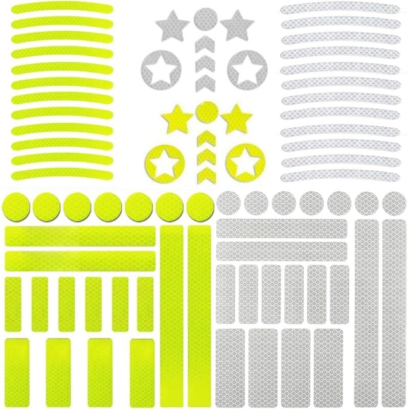 Bluedeer - Fahrrad Reflektoren Aufkleber Set 84 Stück Fahrrad Felgen Aufkleber, Reflektoren Fahrrad Sticker mit Verschiedenen Formen, Leuchtaufkleber