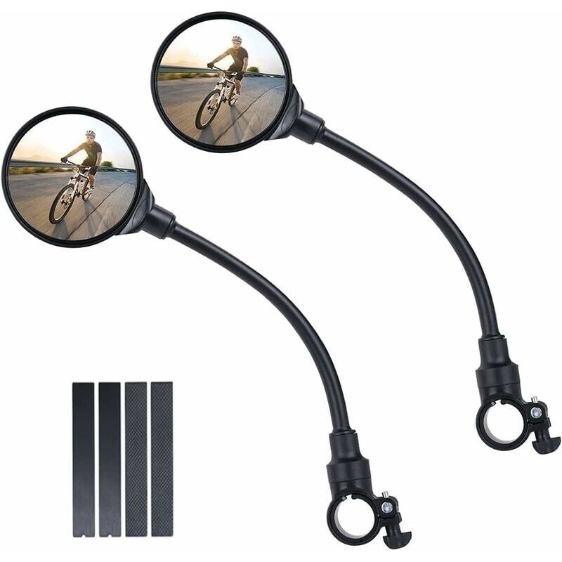 Fahrrad-Rückspiegel, 2 Stück, 360° drehbare Weitwinkel-Fahrradspiegel, konvexe Sicherheitsspiegel aus Acryl für 22–30 mm Lenker, Fahrradzubehör für