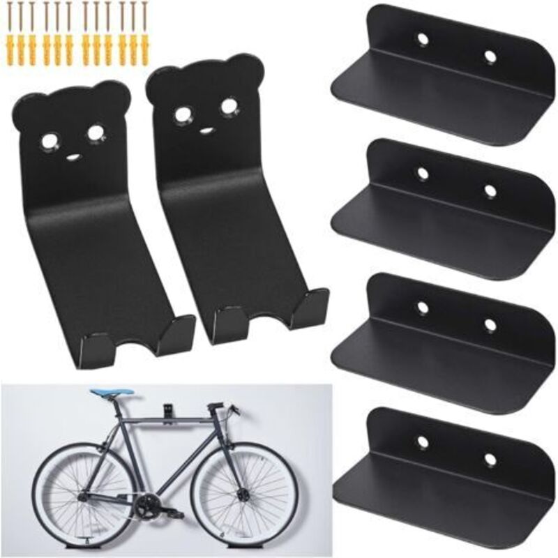 Fahrrad-Wandhalterung, Pedalhaken, 6 Stück, Fahrrad-Wandhalterungen für Fahrrad, Wandaufbewahrung, Reifenständer, Schwarz