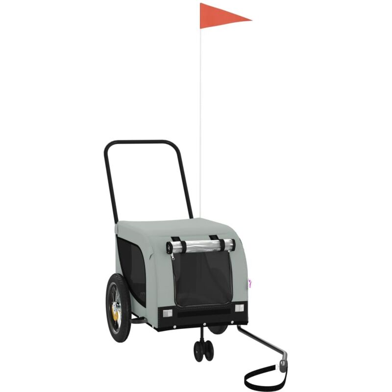 Fahrradanhänger Hunde Grau und Schwarz Oxford-Gewebe und Eisen Vidaxl