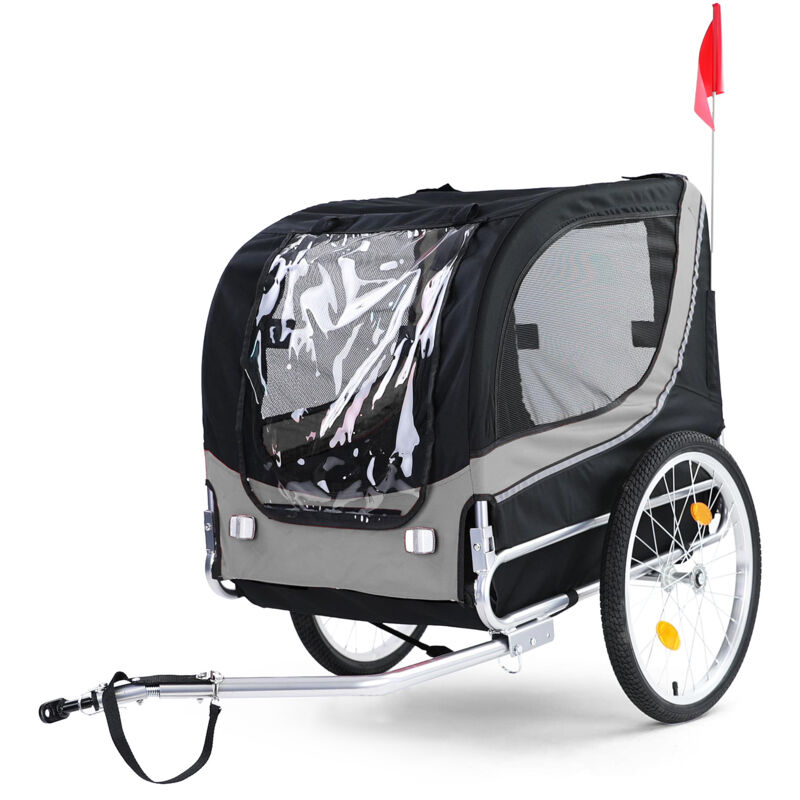 Viking Choice - Fahrradanhänger Hundeanhänger faltbar für Haustiere grau schwarz bis 40 kg