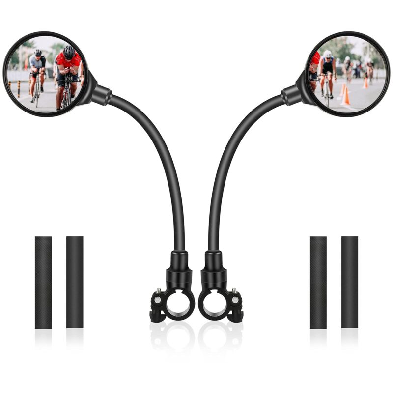 Fahrradspiegel, 1 Paar 360° schwenkbare Lenkerspiegel, Weitwinkelspiegel, konvexe Spiegel für Fahrräder, Elektroroller, Rennräder, Mopeds, Motorräder