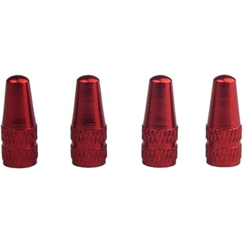 Fahrradventiladapter, Fahrradzubehör, 4er-Pack Ventilkappen, Ventilkappen aus Aluminiumlegierung, rote Ventilkappen