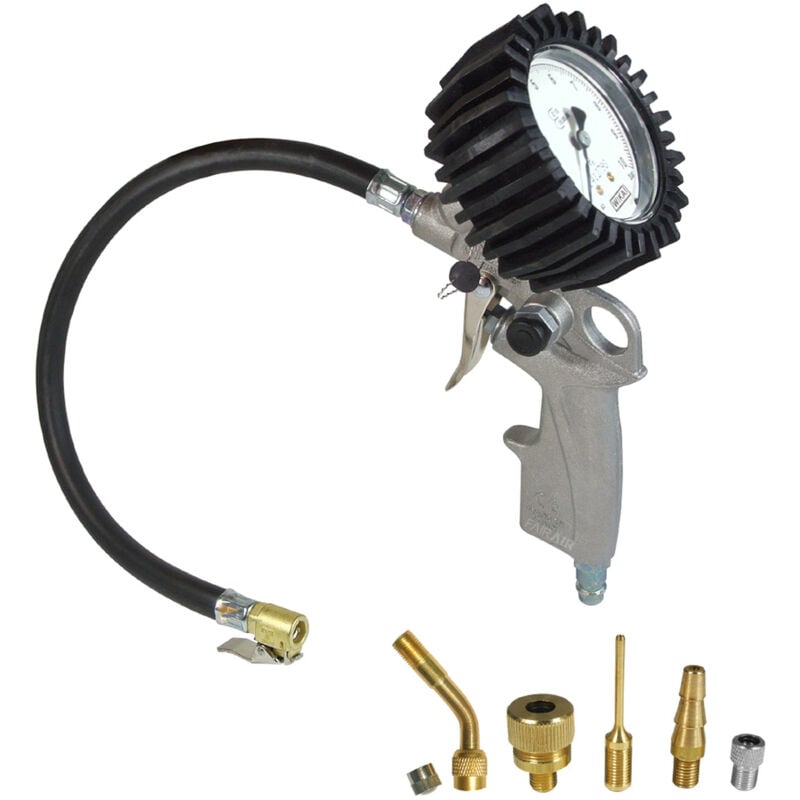 Fairair - Reifenfüller rf-g-set, geeicht, mit 37 cm Schlauch + 5er Adapter Set, FA30003