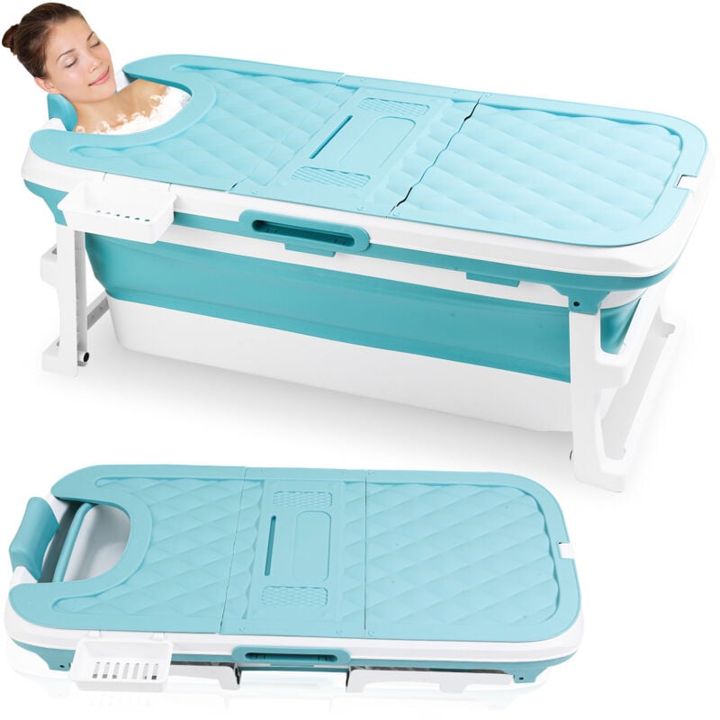SWANEW Faltbare Badewanne für Erwachsene,Kinder Kunststoff-Badewanne mit Abnehmbarem Bezug Wasserwanne 132cm