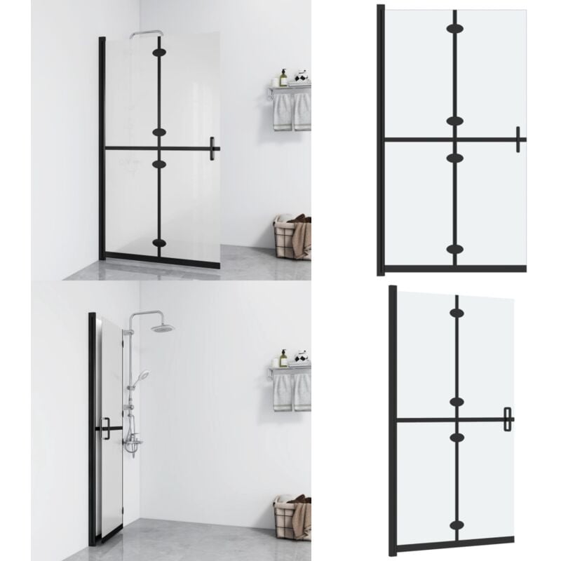 Faltbare begehbare Duschwand ESG-Glas mattiert 80x190 cm - Dusche - Duschwand - ESG-Glas - Faltbar - Dusche Abtrennen - Home & Living