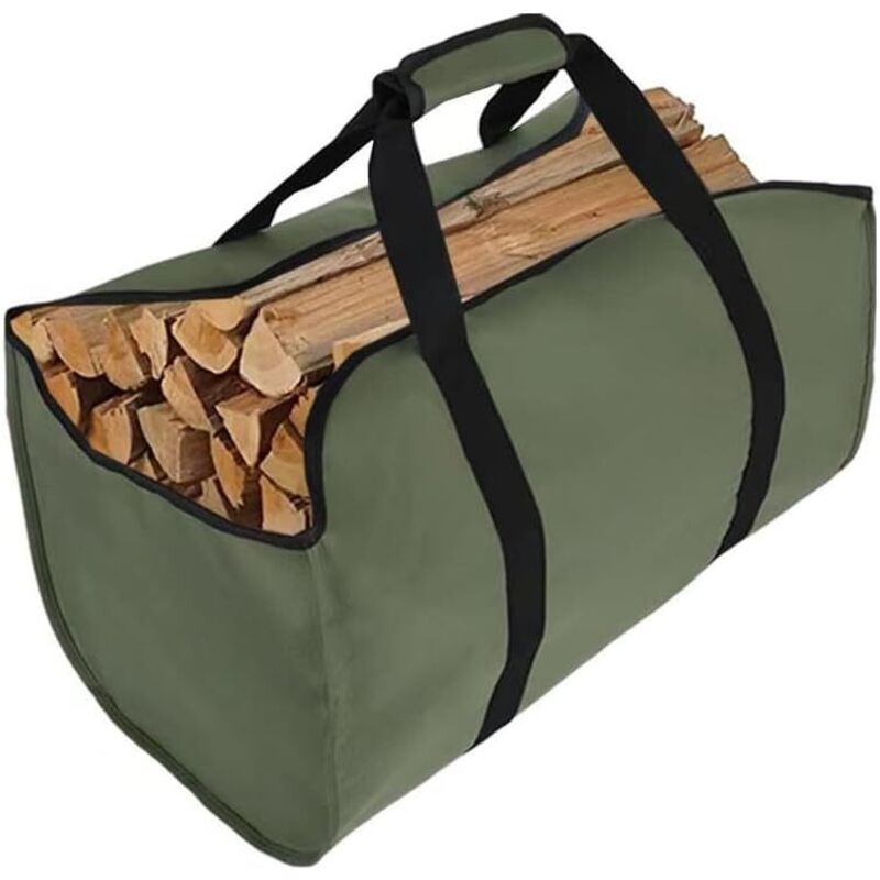 Faltbare Brennholztasche, Tragetasche für Holzscheite, strapazierfähige, wasserabweisende Tragetasche aus Segeltuch mit Griff für drinnen und draußen
