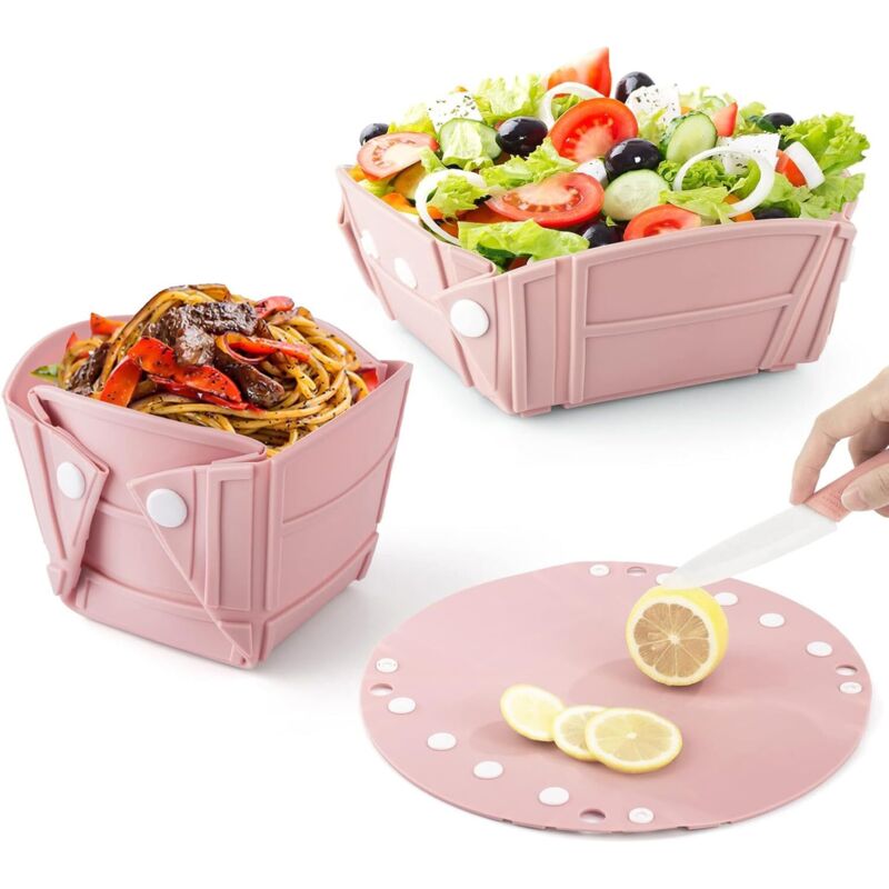 Faltbare Campingschüssel, 3-in-1 Campinggeschirr-Set: Faltbare Schüssel, Salatschüssel, Becher und Teller, faltbare Salatschüssel und Teller für