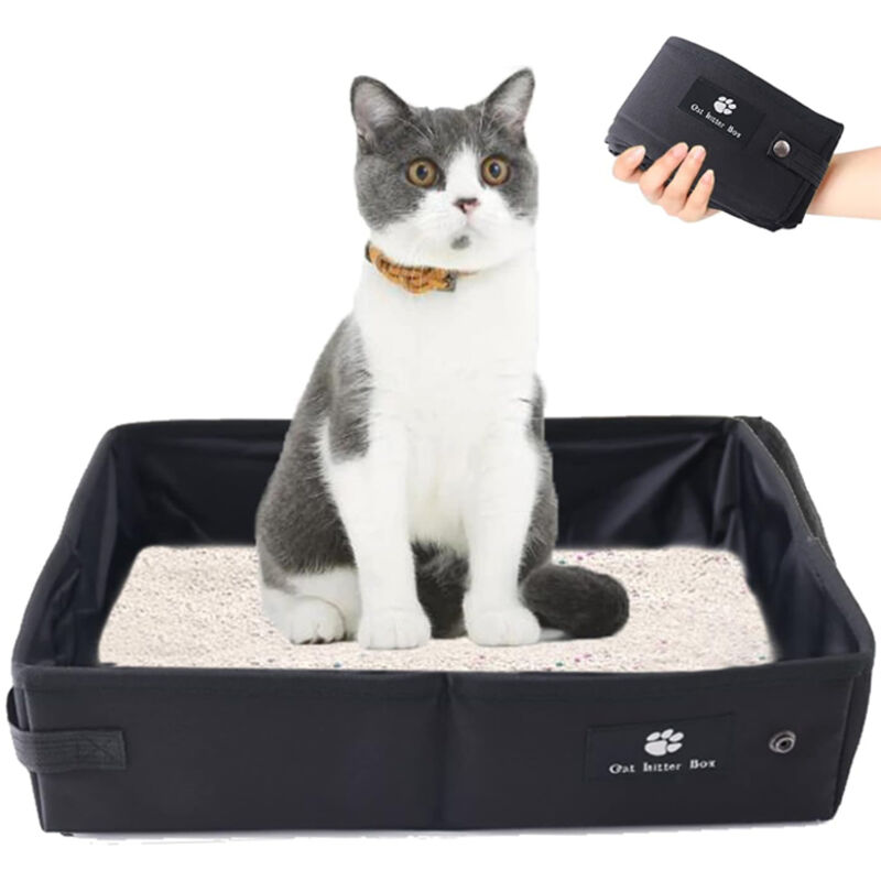 Faltbare Katzentoilette für Reisen, tragbare Katzentoilette – weich, strapazierfähig und wasserdicht für drinnen und draußen, Reisen, Camping,