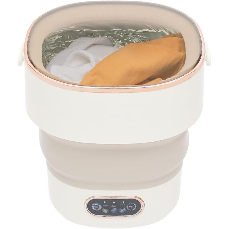 Faltbare Waschmaschine mit Abtropfkorb 13L, Tragbare Mini-Waschmaschine für Reisen & Wohnheim, Mobile Reisewaschmaschine mit Ozon-Funktion, 3
