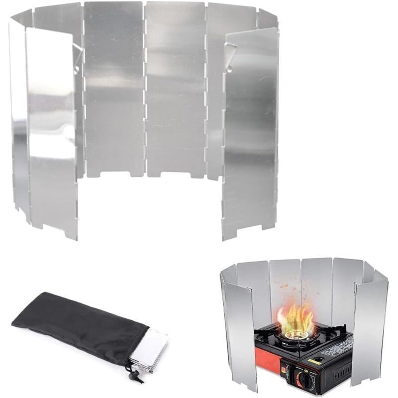 Faltbarer Aluminium-Windschutz, Camping-Windschutzplatten, 10 Stück, Windschutz für faltbare Gaskocher, für Camping, Outdoor-Kocher, Picknick