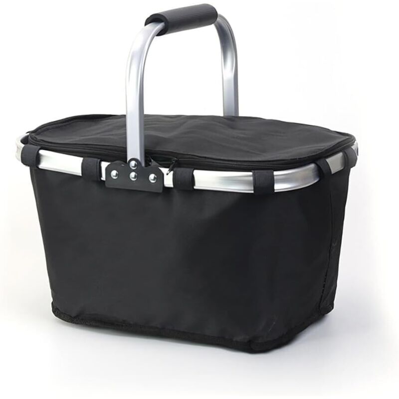 Faltbarer Einkaufskorb, 25L Picknickkorb, Isolierkorb, mit stabilem Aluminiumrahmen, für Reisen, Picknicks, Einkäufe