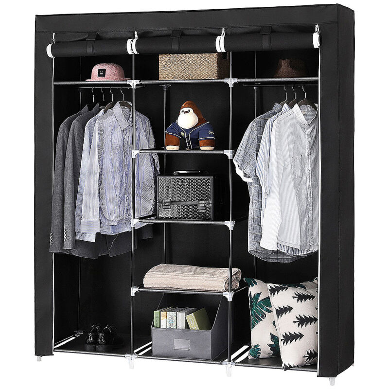 Skecten - Faltbarer Kleiderschrank aus Vliesstoff Kleiderschrank Kleiderschrank Schlafzimmer Kleiderschränke schwar 175×150×45cm-Typ 3