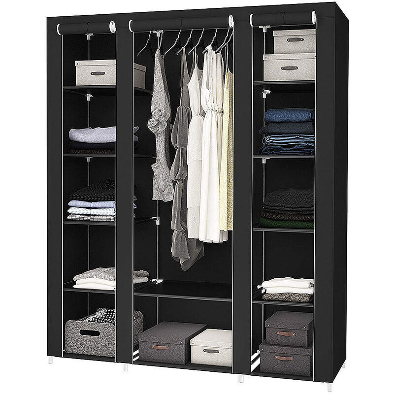 Skecten - Faltbarer Kleiderschrank aus Vliesstoff Kleiderschrank Kleiderschrank Schlafzimmer Kleiderschränke schwar 175×150×45cm