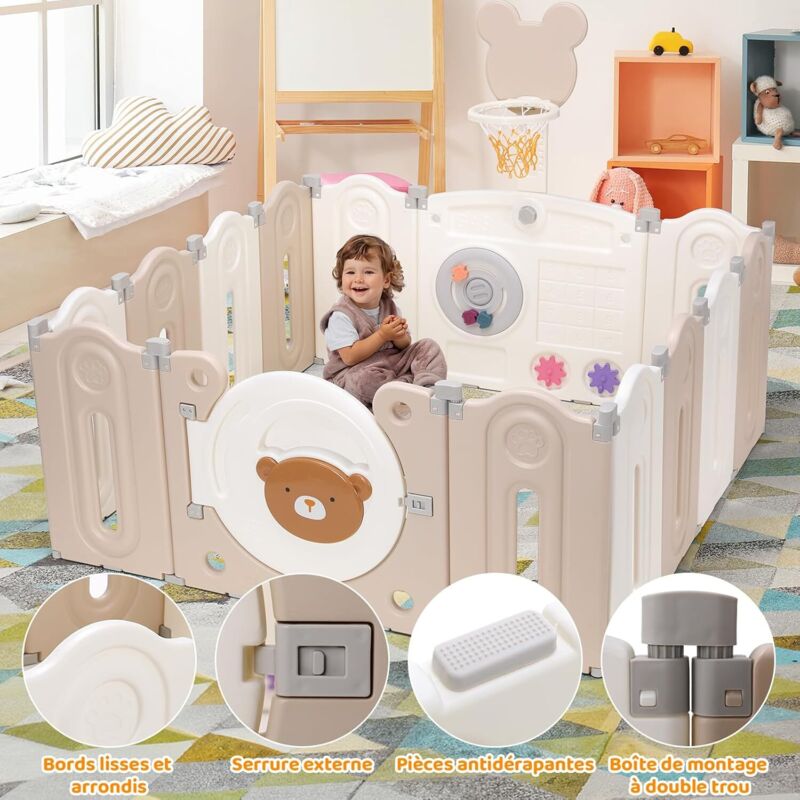 Tlgreen - Faltbarer modularer Baby-Laufstall mit 12 Modulen, 143 x 143 x 64 cm, formverstellbare Laufställe für Kinder, ungiftiges HDPE-Material
