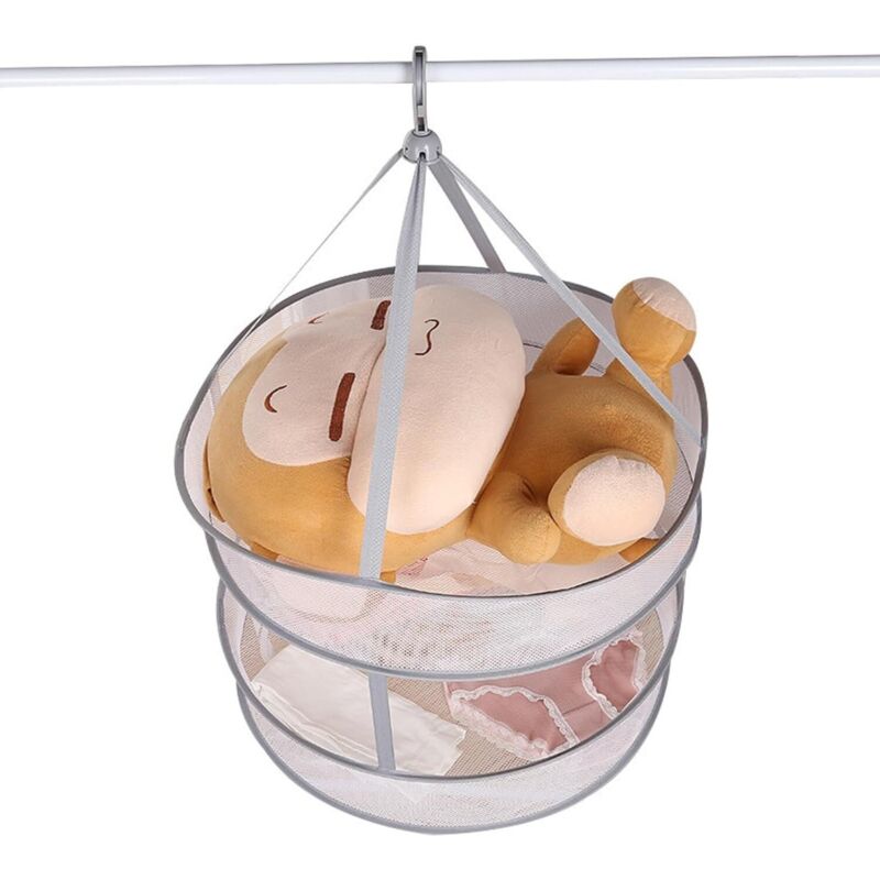 Faltbarer Netz-Trockenständer, Kräuter-Trockennetz, Trocken-Hängekorb, 2-lagiger Hängetrockner, faltbarer Netz-Aufhänger für Fleisch, Kräuter,