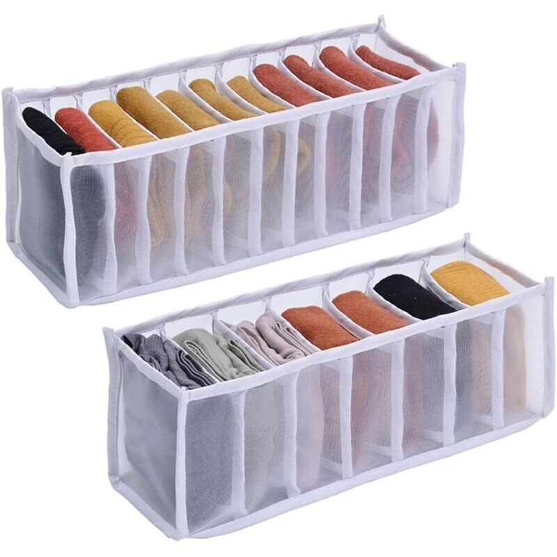 Faltbarer Schubladenorganizer – 2-teilig, Aufbewahrung für Unterwäsche, Socken, Unterwäsche, Babykleidung, Krawatten, Weiß