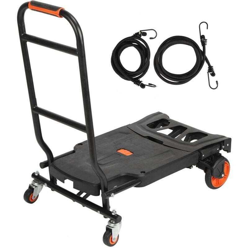Faltbarer Trolley, Taschentrolley, multifunktionaler 2-in-1-Handtrolley, Gepäcktrolley, Faltbarer Trolley mit 2 Gurten, Handanhänger, Plattformtrolley