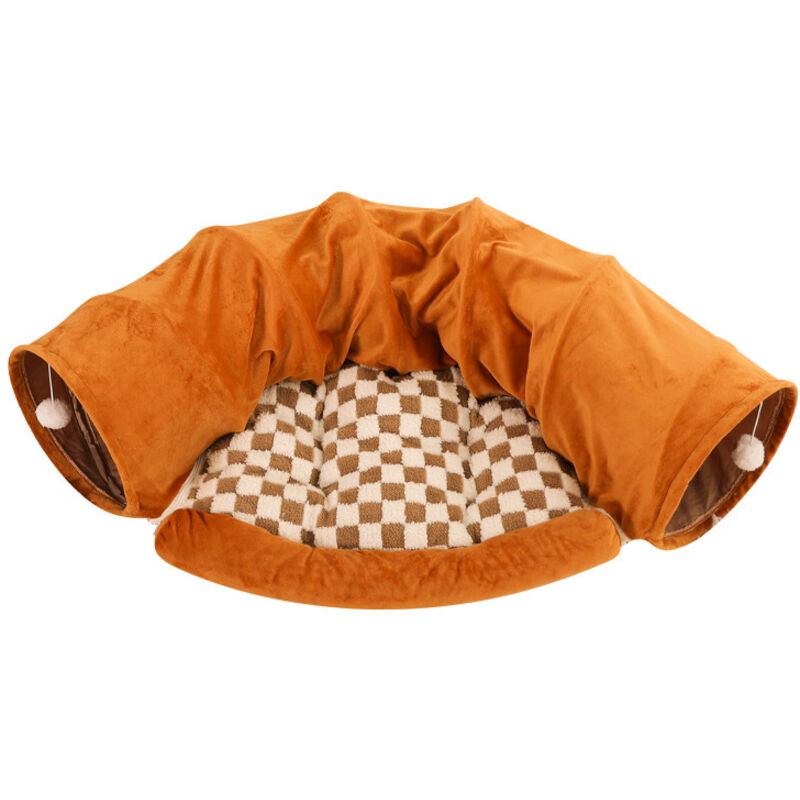 Faltbarer Tunnel für Kaninchen, Spielzeug mit herausnehmbarer Matte, Hundehütte und Versteck für Katzen, Kätzchen, Kaninchen, Meerschweinchen und