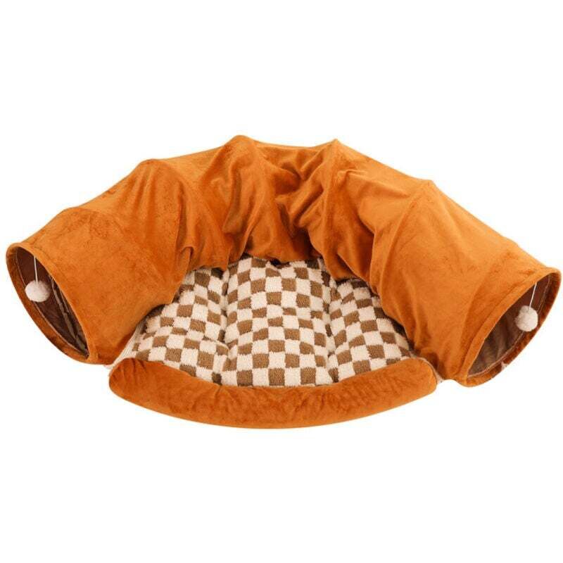 Faltbarer Tunnel für Kaninchen, Spielzeug mit herausnehmbarer Matte, Hundehütte und Versteck für Katzen, Kätzchen, Kaninchen, Meerschweinchen und