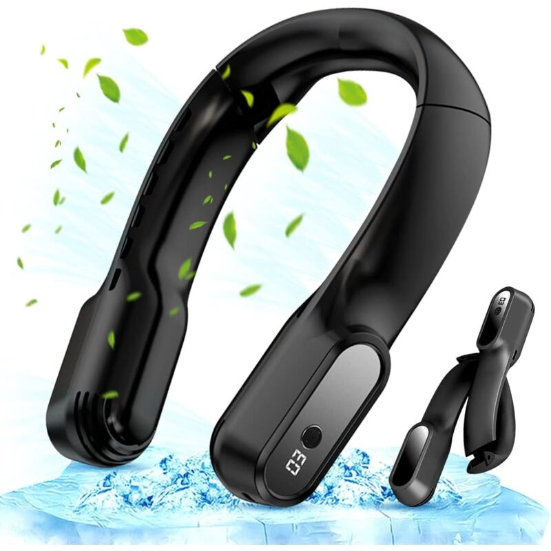 Faltbarer und tragbarer Nackenventilator, tragbarer Ventilator, Mini-USB-Ventilator, kleiner Nackenkühler (schwarz)