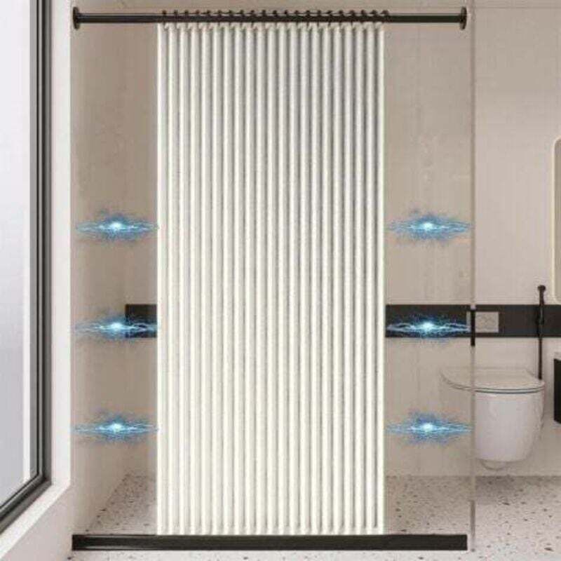 Faltbarer und wasserdichter Duschvorhang, magnetischer Duschvorhang, dicker Leinen-Duschvorhang, ungefüttert, beige, 150 cm x 200 cm