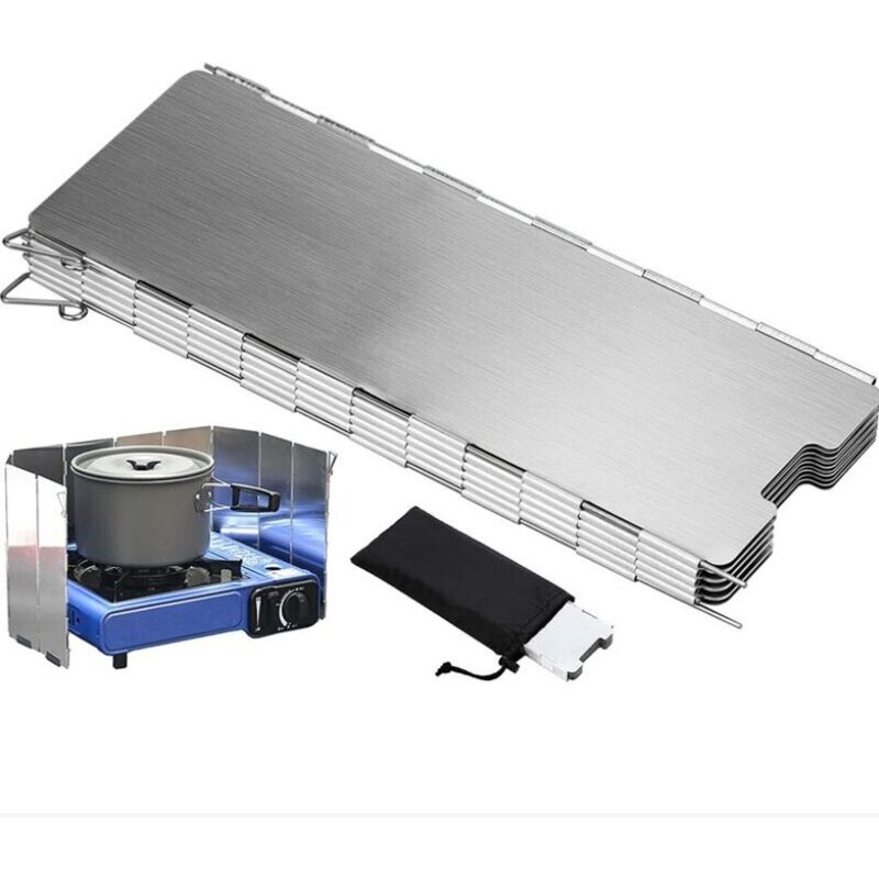 Faltbarer Windschutz aus Aluminiumlegierung, 12 Windschutzplatten für Campingkocher, Picknick, Gaskocher