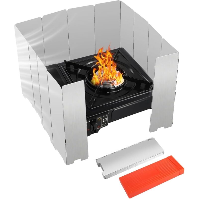 Faltbarer Windschutz, Windschutzplatten für Campingkocher, Windschutzplatten aus Aluminium für den Outdoor-Campingbereich, Windschutz für Gaskocher