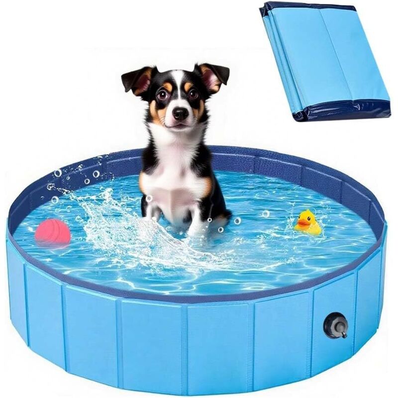 Faltbares Hunde-Planschbecken, 80 x 20 cm, robustes Hunde-Planschbecken, tragbares Hunde-Planschbecken – dickes und rutschfestes PVC, verschleißfest