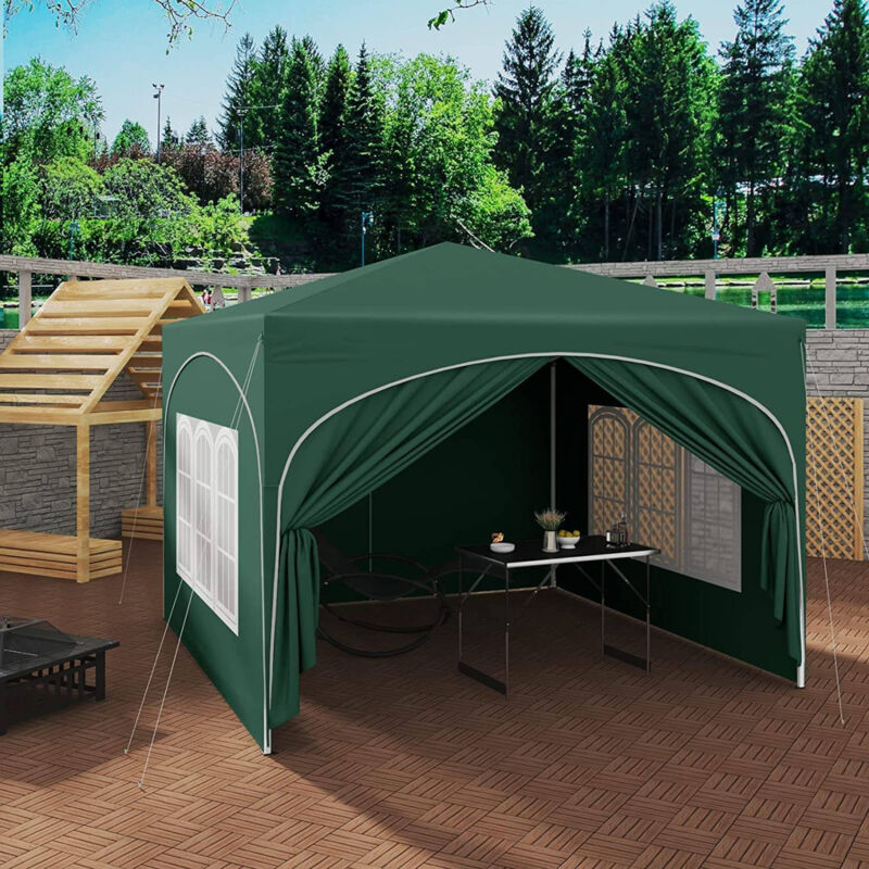 WOLTU Pavillon, Faltpavillon 3x3 m, mit 4 Seitenwänden, Partyzelt wasserabweisend UV-Schutz 50+, höhenverstellbarer Gartenpavillon, mit Tragetasche,