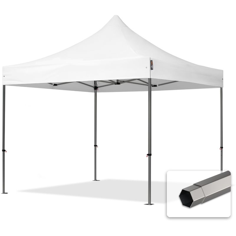 Intent24 - 3x3 m Faltpavillon, premium Stahl 40mm, weiß