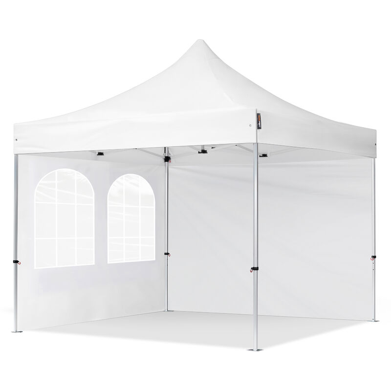 3x3 m Faltpavillon professional Alu 40mm, Seitenteile mit Sprossenfenstern, weiß
