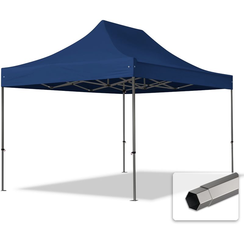 3x4,5 m Faltpavillon, PREMIUM Stahl 40mm, blau