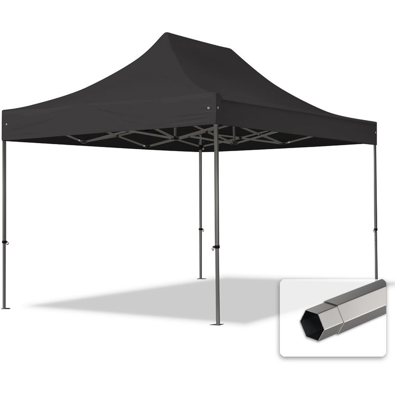 3x4,5 m Faltpavillon, premium Stahl 40mm, dunkelgrau