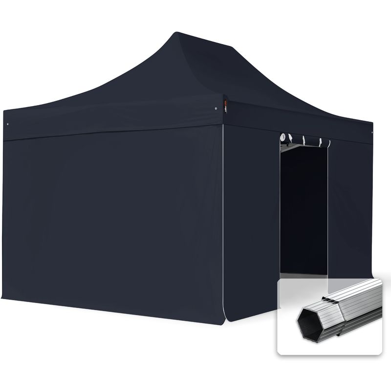 3x4,5 m Faltpavillon professional Alu 40mm, Seitenteile ohne Fenster, schwarz
